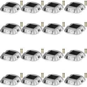 VEVOR Driveway Lights 16-Pack Solar Driveway Lights Bright White with Screw Solar Deck Lights Outdoor Waterproof Wireless Dock Lights 6 LEDs for