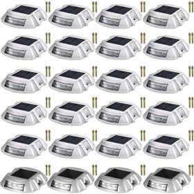 VEVOR Driveway Lights 24-Pack Solar Driveway Lights Bright White with Screw Solar Deck Lights Outdoor Waterproof Wireless Dock Lights 6 LEDs for
