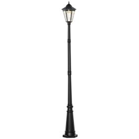 92.5" Outdoor Lamp Post Light, Solar-Powered Streetlight, w/ Clear Glass, Black
