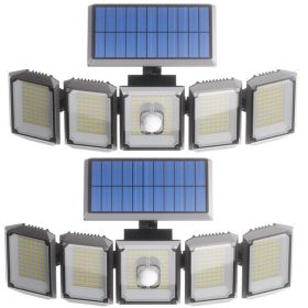 Split Waterproof Solar Outdoor Street Light 5 Side Adjustable 7000K 300 L (Option: 2pcs)