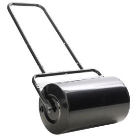 20-Inch Push Tow Behind Lawn Roller Filled With 10 Gal Water Or Sand For Flattening Sod In The Garden, Black (Color: Black)