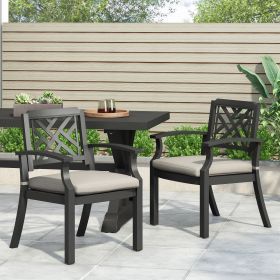 Outdoor Dining Chairs, Light Beige + Antique Matte Black (Set of 2) (Color: as Pic)