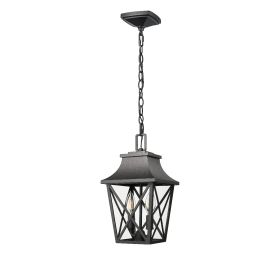 Outdoor Pendant Light Fixture, Black Farmhouse Outdoor Pendant Lights for Porch with Clear Glass (Color: as Pic)