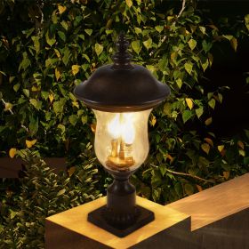 Vintage Outdoor Lamp Post Light, Waterproof Garden Patio Lantern with Clear Glass Shade, Classic Bronze Finish, Ideal for Yard, Porch, Walkway (Color: as Pic)