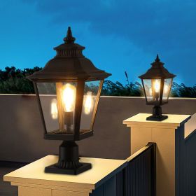 Outdoor Glass Column Headlights Supports multiple types of light bulbs (2pack) (Color: as Pic)